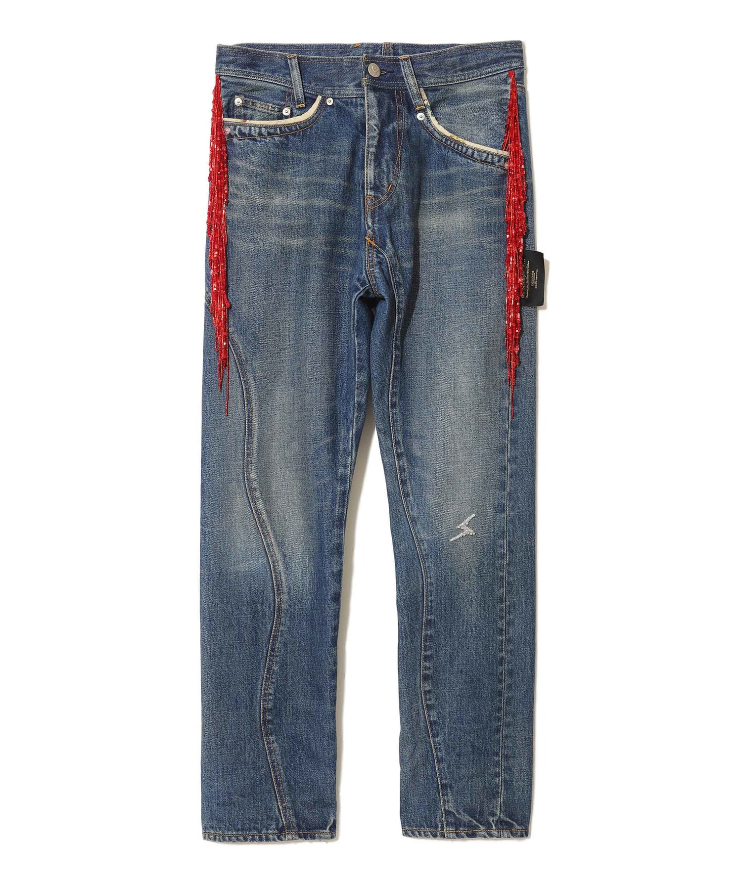 ﾋﾞｰｽﾞﾌﾘﾝｼﾞ加工ﾃﾞﾆﾑ Indigo/Black