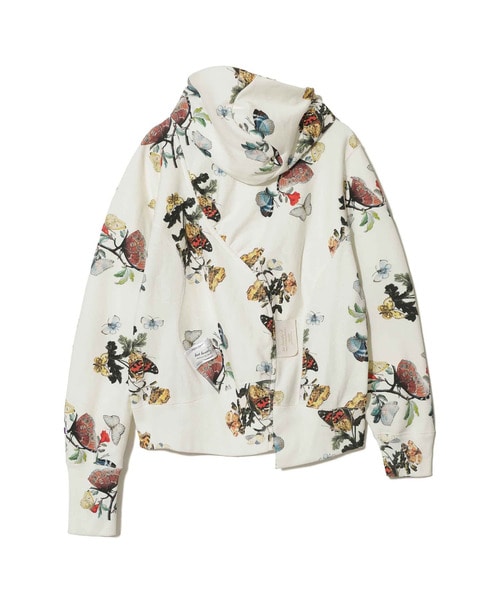 BF総柄11.5ozCP裏毛ﾋﾞｰｽﾞ刺繍ｱｼﾒ切替ZIPPK