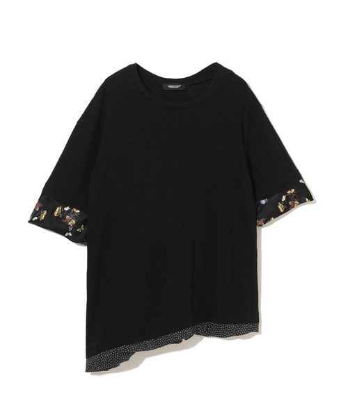 ｽﾗﾌﾞ天竺袖総柄ﾚｲﾔｰTEE