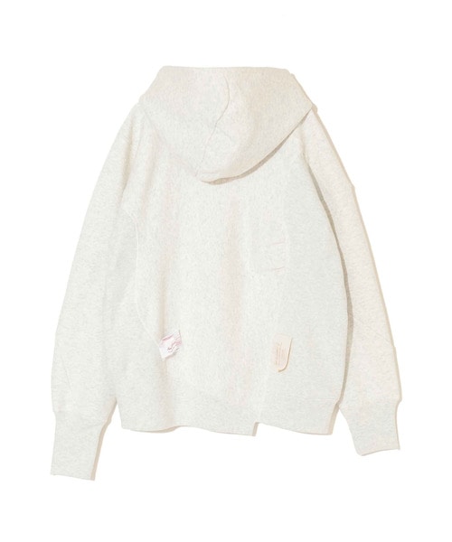 11.5ozCP裏毛ﾋﾞｰｽﾞ刺繍ｱｼﾝﾒﾄﾘｰ切替HOODIE