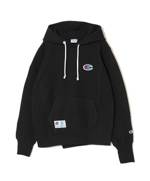 11.5ozCP裏毛ﾋﾞｰｽﾞ刺繍ｱｼﾝﾒﾄﾘｰ切替HOODIE