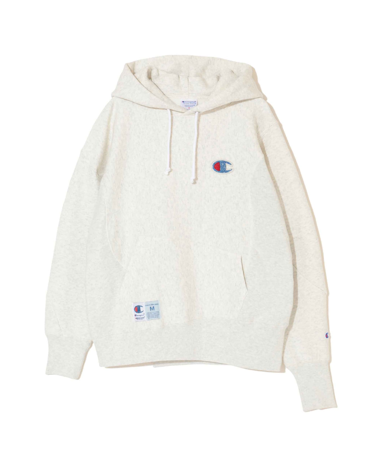 11.5ozCP裏毛ﾋﾞｰｽﾞ刺繍ｱｼﾝﾒﾄﾘｰ切替HOODIE