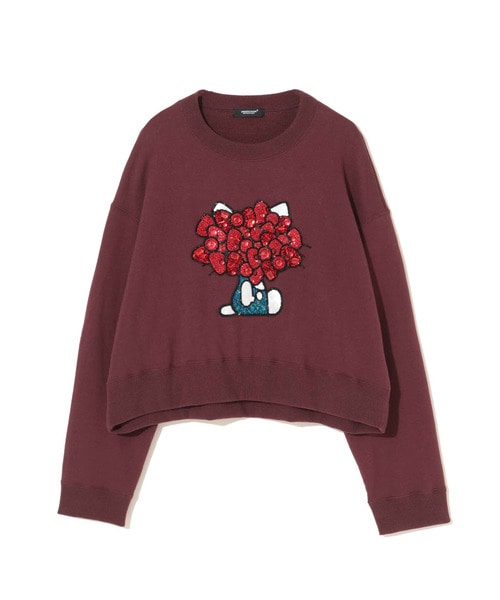 WIDESHORTSWEAT RIBBONKITTY ﾋﾞｰｽﾞ刺繍