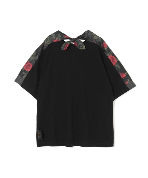 ﾗﾌｨ天竺ｽｶｰﾌ総柄Siｻﾃﾝ切替ﾑｽﾋﾞPKTEE