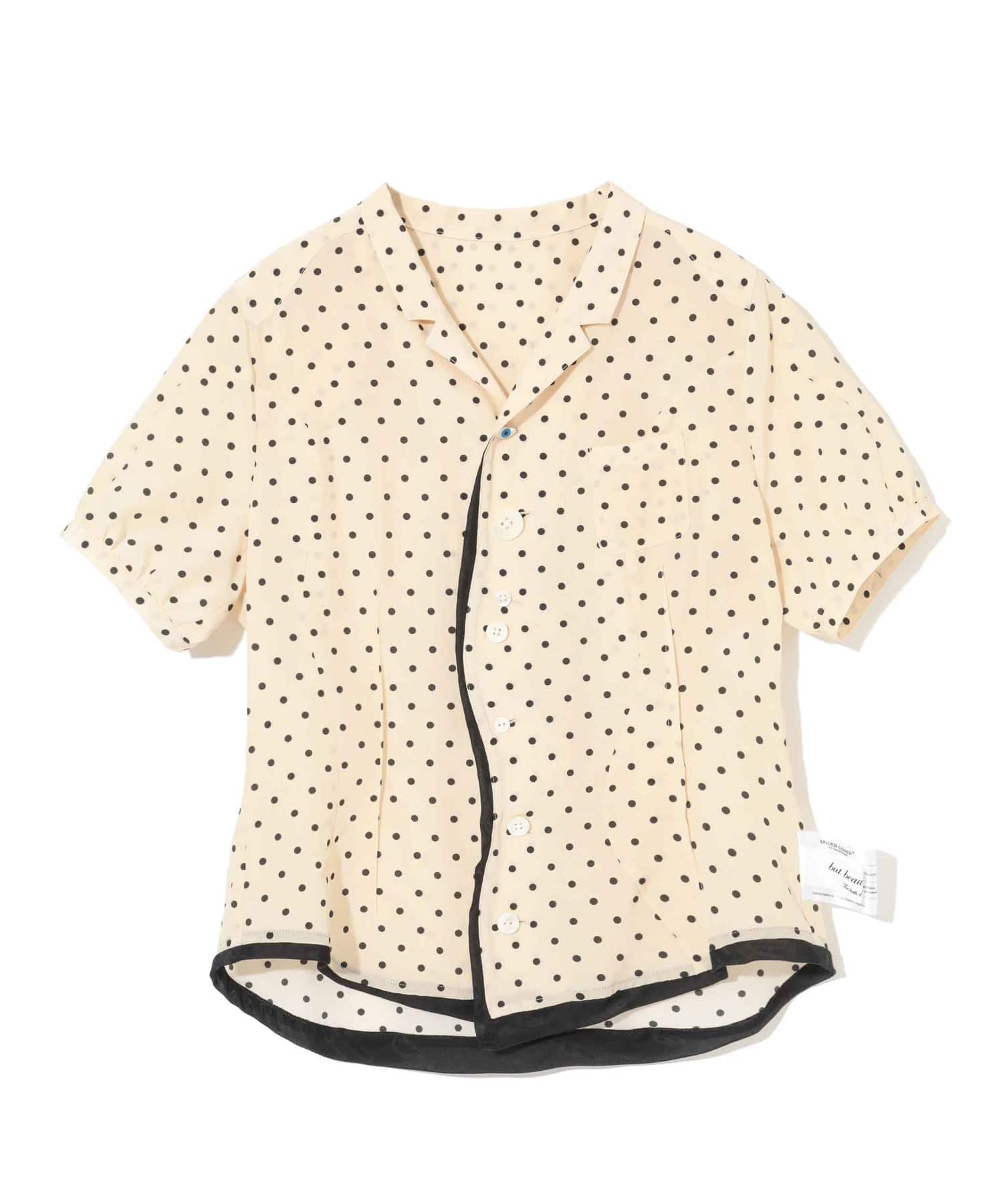 ﾄﾞｯﾄ総柄Siﾃﾞｼﾝ半袖開襟ﾌﾞﾗｳｽ