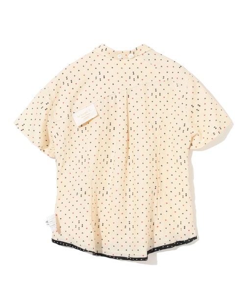 ﾄﾗﾝﾌﾟ総柄ﾘﾈﾝﾎﾞﾀﾞﾝﾀﾞｳﾝ半袖ｼｬﾂ