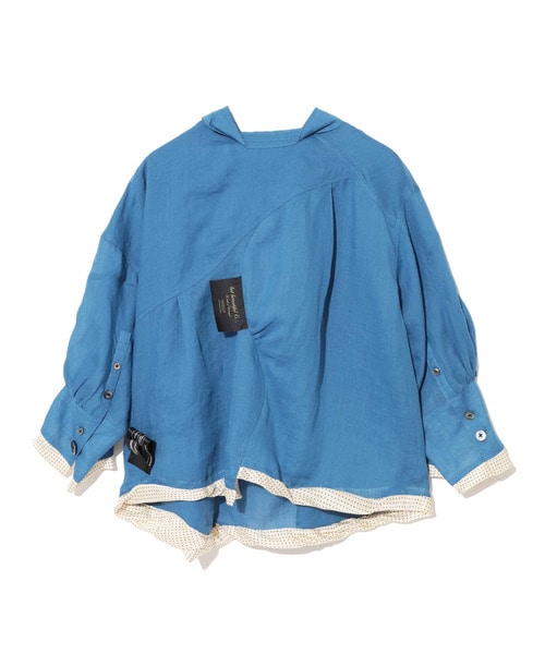 ﾗﾐｰﾛｰﾝ抜襟ﾌﾟﾙｵｰﾊﾞｰｼｬﾂ