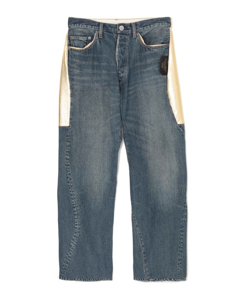 後ﾚｻﾞｰ切替加工ﾃﾞﾆﾑﾊﾟﾝﾂ INDIGO/BLACK