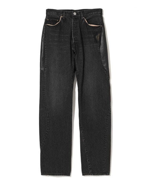 後ﾚｻﾞｰ切替加工ﾃﾞﾆﾑﾊﾟﾝﾂ INDIGO/BLACK