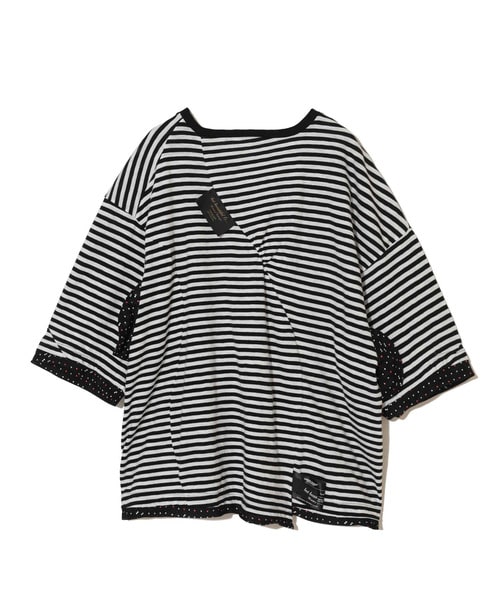 ｽﾗﾌﾞ天竺ﾎﾞｰﾀﾞｰTEE