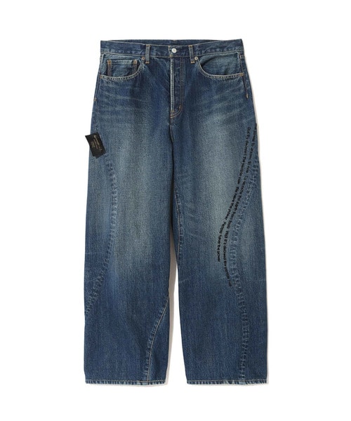 ﾘﾘｯｸﾋﾞｰｽﾞ刺繍加工ﾃﾞﾆﾑﾜｲﾄﾞﾊﾟﾝﾂ