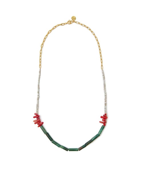 ﾋﾞｰｽﾞﾈｯｸﾚｽ GRN/RED/WHT M