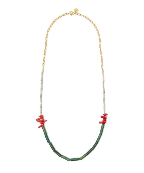 ﾋﾞｰｽﾞﾈｯｸﾚｽ GRN/RED/WHT L