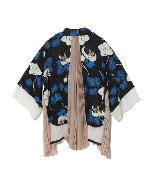 SkullFlower総柄RyﾛｰﾝGCﾌﾟﾘｰﾂ切替半袖ｼｬﾂ