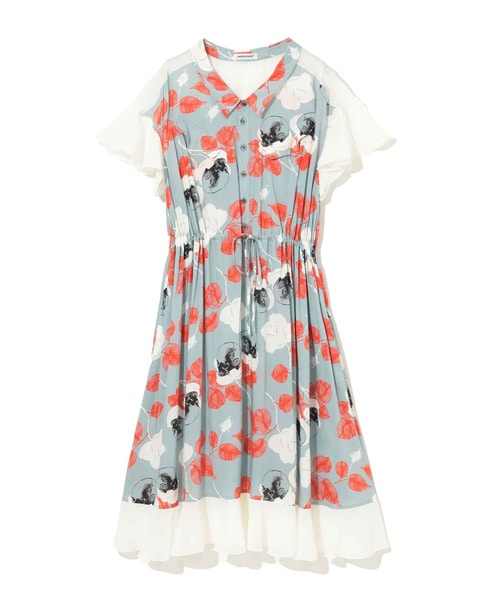 SkullFlower総柄RyﾛｰﾝGC切替半袖ｷﾞｬｻﾞｰOP