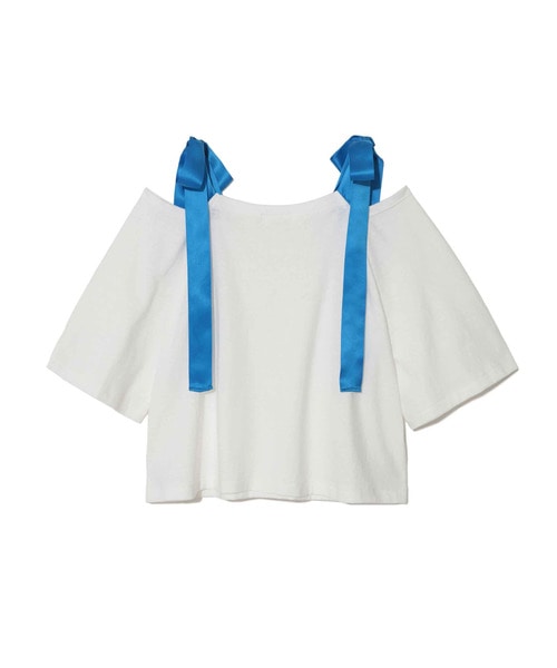 ﾗﾌｨｰ天竺肩ﾘﾎﾞﾝﾗｸﾞﾗﾝ半袖ｼｮｰﾄCS