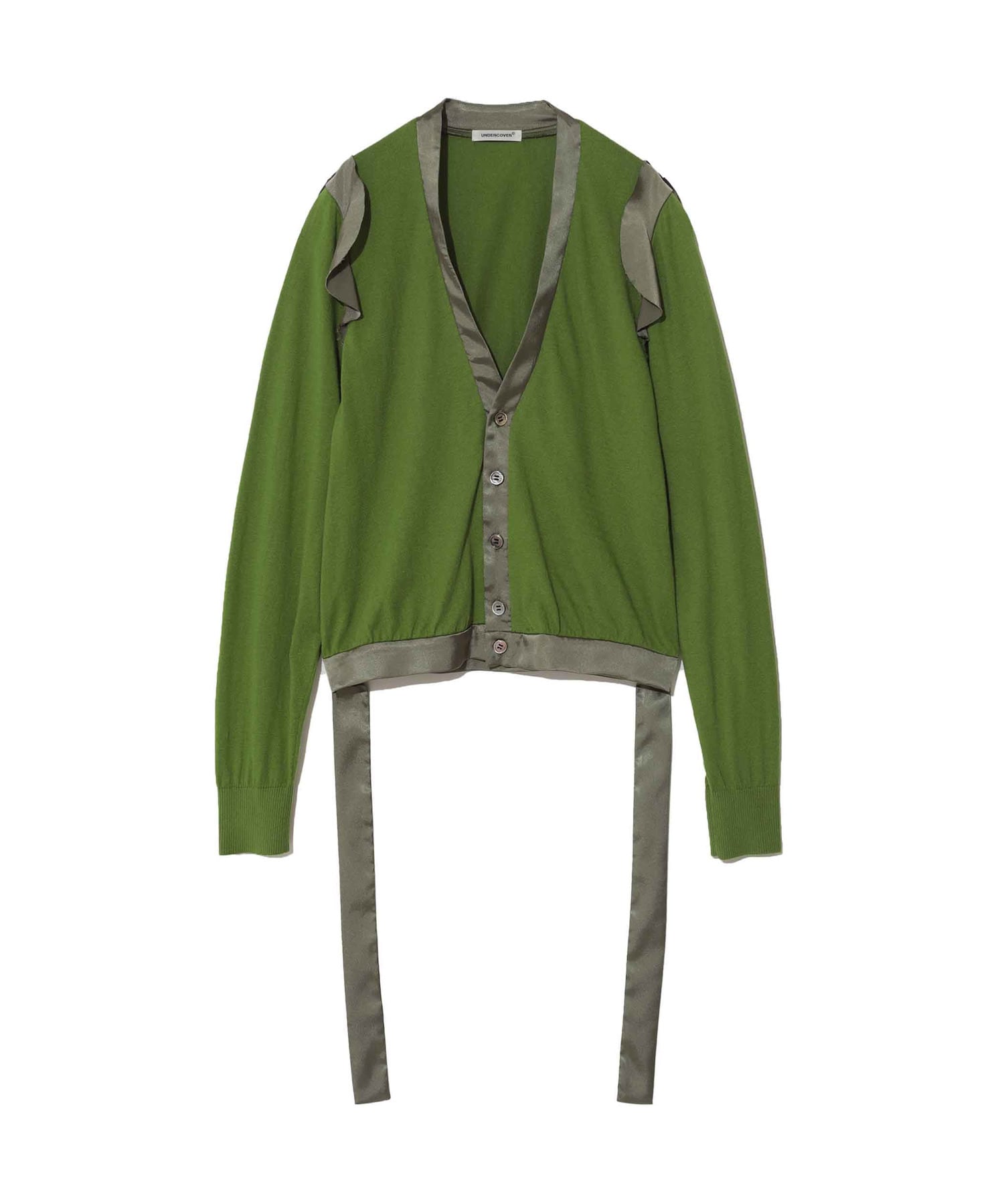 肩ｻﾃﾝﾌﾘﾙ付ﾆｯﾄｶｰﾃﾞｨｶﾞﾝ