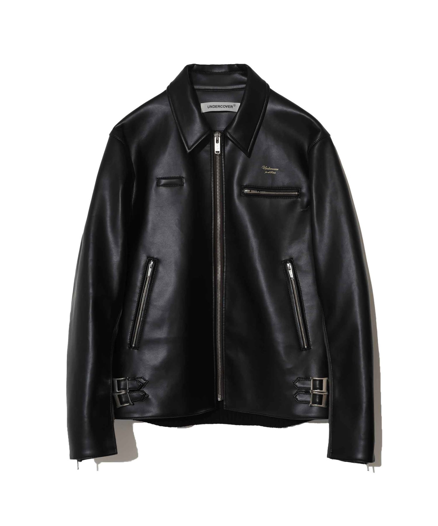 ﾌｪｲｸﾗﾑｽｷﾝ後KN袖下ｳﾗｹ切替ﾚｻﾞｰJKT