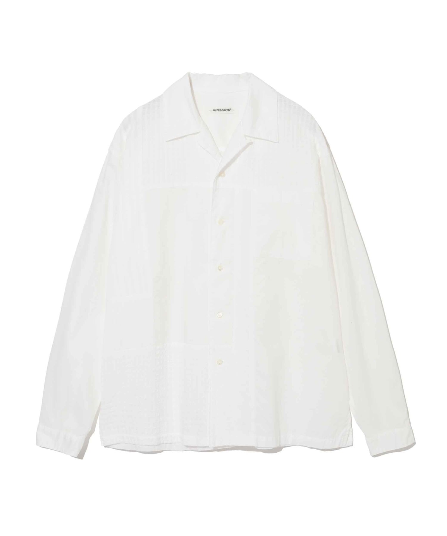 Coﾛｰﾝ/ﾄﾞﾋﾞｰﾊﾟｯﾁﾜｰｸ長袖開襟ｼｬﾂ